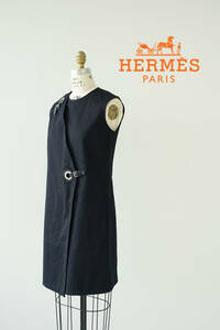 2022SS HERMES by Nadge エルメス ナデージュ アイレットクラスプ　ピケコットン ノースリーブ ワンピース ジャケット size 34 0319286