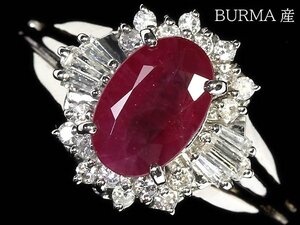 OV13529T【1円～】新品【RK宝石】≪RUBY≫ ビルマ産 上質天然ルビー 大粒1.22ct!! 極上ダイヤモンドPt900 高級リング ダイヤ