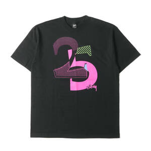 新品 STUSSY ステューシー Tシャツ サイズ:L 00s 25周年記念 グラフィック クルーネック 半袖Tシャツ デッドストック ブラック 00年代