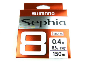 シマノ(Shimano) セフィア8(Sephia 8) LD-E51W 150m 0.4号 マルチカラー PEライン 8.6ｌｂ 8ブレイド 8X 8本編み 8本組 エギング