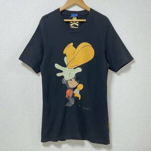 名作 Roen × DISNEY ダメージ加工 ミッキー Tシャツ ブラック 黒 46サイズ 日本製 ロエン MICHEY 半袖 カットソー Tee 4080338