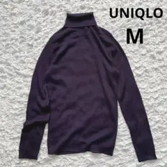 ユニクロ【UNIQLO】毛混タートルネックニット（M）紫　薄手　レイヤード