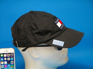 使用1回 高級本革ベルト Unisex キャップはかぶり方1つで印象が変わるもの♪ Tommy Hilfigerトミー ヒルフィガー ♪Fsize 帽子 Black■4807