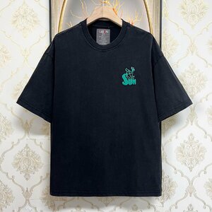 定番EU製＆定価2万◆UABONI*Paris*半袖Tシャツ*ユアボニ*パリ発◆綿100％ 通気 薄手 ソフト スウェット 刺繍 T-shirt スウェット 無地 M/46