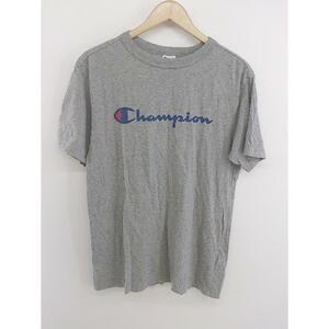 ◇ Champion チャンピオン ロゴプリント ワッペン 半袖 Tシャツ カットソー サイズL グレー レディース P