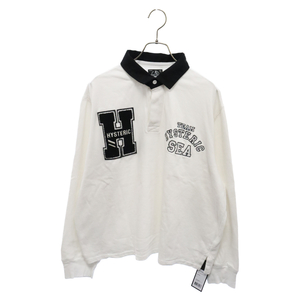 HYSTERIC GLAMOUR ヒステリックグラマー ×WIND AND SEA Rugby Shirt ウィンダンシー ラグビー長袖ポロシャツ ホワイト WDS-HYS-3-05