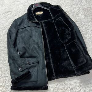 【極美品/超希少XXXL!!】KANSAI JEANS カンサイジーンズ yamamoto ムートンジャケット ブラック 保温性◎ 極暖 モコモコ 3XL 4L