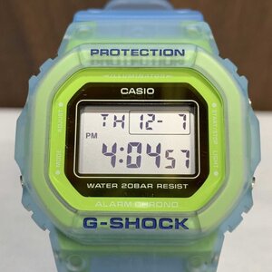 ＣＡＳＩＯ ＤＷ－５６００ＬＳ ベルト水色 箱有 中古 カシオ Ｇ－ＳＨＯＣＫ デジタル腕時計 文字盤黄緑 メンズ 時計/247