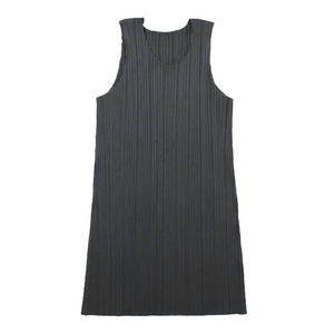 美品 PLEATS PLEASE ISSEY MIYAKE BASICS プリーツ チュニック ワンピース ミドル PP05-JT107 ノースリーブ グレー 5 レディース