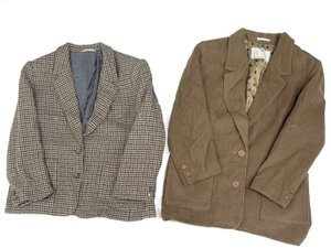 美品 Aquascutum アクアスキュータム ジャケット 2点まとめて カシミヤ混ウール他 千鳥格子 ハウンドトゥース レディース 919