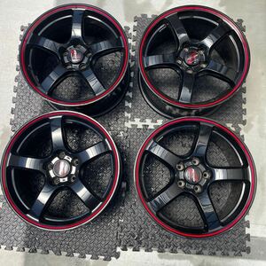 MID RMP Racing R50 18インチ 8.5J 5H PCD120 +45 ブラック/リムレッドライン シビック等 4本セット