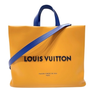 ルイ・ヴィトン LOUIS VUITTON ショッパートートＭＭ M24457 オレンジ　シルバー金具 レザー トートバッグ ユニセックス 中古