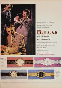 稀少・時計広告！1959年ブローバ 時計広告/Bulova Self-Winding Waterproofs Watch/W