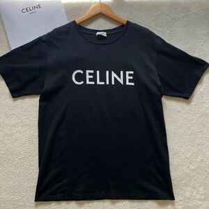 【極美品・ショッパー付・現行】 CELINE セリーヌ メンズ 半袖 Tシャツ トップス ロゴ ブラック 黒 Mサイズ