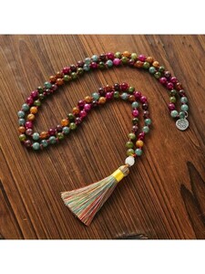 レディース ジュエリー ネックレス ビーズ 女性用アクアマリン数珠 108玉 8 ネックレス 色鮮やかな装飾品 プレゼント