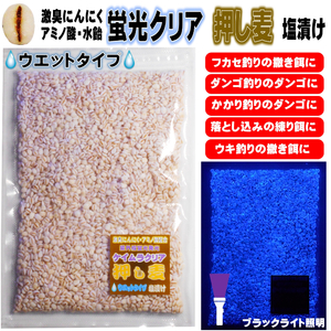 激臭にんにく アミノ酸 アラニン 水飴配合 蛍光発光 クリア 押し麦 塩漬け ウエットタイプ 約400g フカセ釣り 撒き餌 ダンゴ釣り