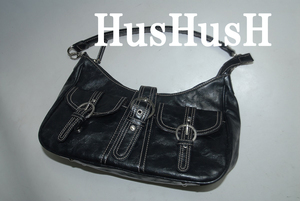 ◆DSC3713◆驚愕の最終価格！完全売り切り！他でも出品中★hushush★高級レザー/黒/名作ベストセラー！使い勝手抜群！ショルダー/バッグ