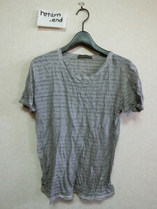 GIORGIO BRATO Tシャツ ボーダー S グレー 綿100% ジョルジオ ブラット