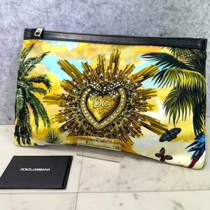 1円 ■極美品■ DOLCE&GABBANA ドルチェ&ガッバーナ ナイロン レザー DG KING DEVOTION クラッチバッグ セカンドバッグ ボタニカル 現行品