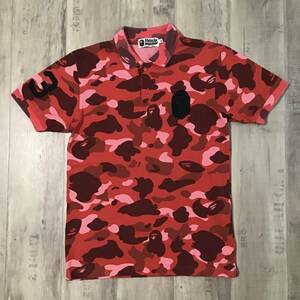 Pharrell camo APE HEAD LOGO ポロシャツ Sサイズ a bathing ape BAPE エイプ ベイプ アベイシングエイプ 迷彩 red camo polo shirt w4675