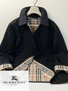 C18価格14万●極美品BURBERRY LONDON●イングランド製●キルティングジャケット バーバリーブルゾン　レディース ビックシルエットLL.XL