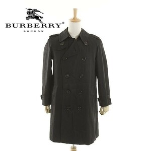 A4222/秋冬 BURBERRY LONDON バーバリーロンドン コットン ライナー付き 裏チェック ロング トレンチコート M 黒/日本製 メンズ 三陽商会