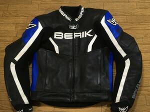 BERIK BPK-8 牛革ライディングレザーJKT Lサイズ(表記EU/52) 身長170-174cm 肩/肘パッド・インナーベスト付き 良品