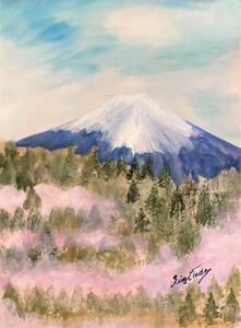 多田晴義『富士山山梨より』、肉筆画・直筆サイン入り、証明書、高級額装付き、送料無料