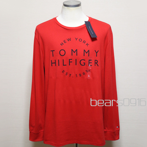 アメリカ購入 新品 TOMMY HILFIGER トミー ヒルフィガー アーチ ロゴ プリント ロングTシャツ 赤 L