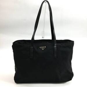 PRADA/プラダ トートバッグ ハンドバッグ 三角ロゴ 三角プレート テスートナイロン 肩掛け ブラック 黒 レディース メンズ 24k菊E