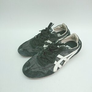 ◇ Onitsuka Tiger F050819KV ラウンドトゥ ミッドカット 紐あり シンプル スニーカー サイズ24.0 ブラック レディース E