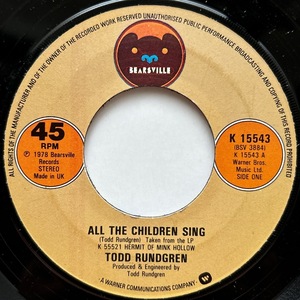 【試聴 7inch】Todd Rundgren / All The Children Sing 7インチ 45 muro koco シティポップ AOR フリーソウル City Pop