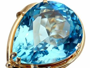 【ジュエリー極】サマーブルー煌く！超大粒良質天然ブルートパーズ44.70ct 高級K18YGリング k8757ilrl【送料無料】