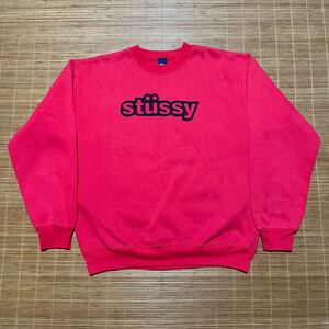 90s 紺タグ DESINED IN USA OLD STUSSY オールド ステューシー クルーネック ロゴ スウェット トレーナー L フェード オールド ビンテージ