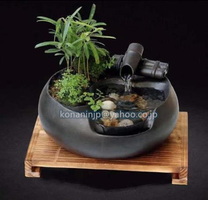  新入荷★卓上噴水　天然　加湿器　植木鉢　竹　玄関噴水　風水　加湿　開運書斎用　癒し　インテリア雑貨 