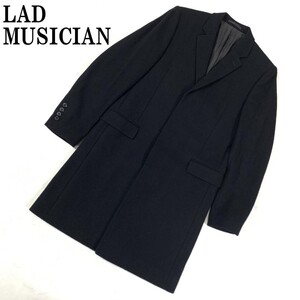 LA3464 ラッドミュージシャン ロング チェスターコート LAD MUSICIAN ウール ロングコートブラック 42