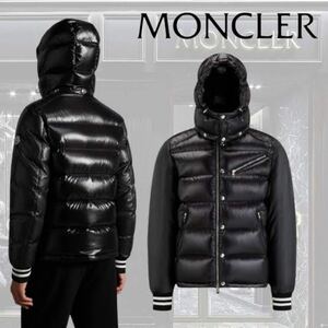 新品未使用 37万円 23年モデル モンクレールMONCLER VERCORS ブラック 黒 サイズ3 L レザー ダウンジャケット