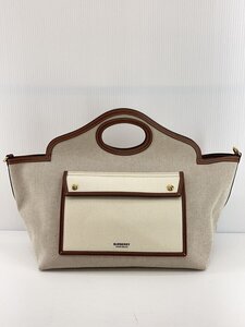 BURBERRY LONDON◆ハンドバッグ/キャンバス/IVO/無地/8041803