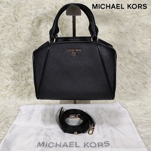 極美品 MICHAEL KORS マイケルコース レザー 2WAY ハンドバッグ ショルダー 肩掛けかばん レディース ブラック系 30F1G9CS1L