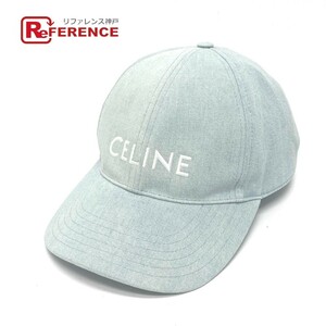 CELINE セリーヌ 2AUA1182N ロゴ ベースボールキャップ 帽子 キャップ キャンバス ブルー レディース【中古】新品同様