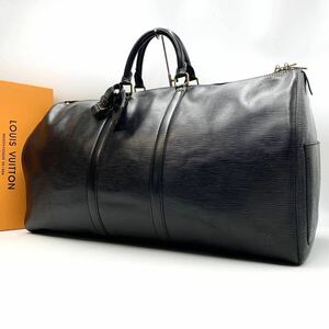 1円●LOUIS VUITTON ルイヴィトン エピ キーポル55 ノワール ボストンバッグ 旅行かばん メンズ レディース レザー 黒 ブラック A4 大容量