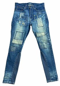 glamb Unplugged rib denim Pants グラム アンプラグド 裾リブ パッチワーク デニム インディゴ １