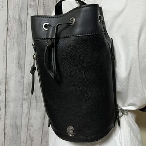 希少/未使用級●coach コーチ ドローストリング クロスボディ ウィズ パッチ 2way ショルダーバッグ 斜めがけ 巾着 レザー 本革 ブラック