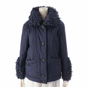 【シャネル】Chanel　14AW ライオンボタン ダウンジャケット アウター P50116 ネイビー 38 【中古】【正規品保証】201067