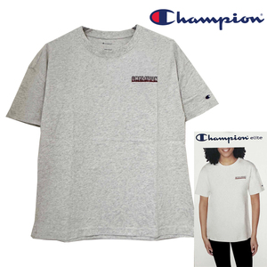 新品 XL ★ Champion チャンピオン レディース 半袖 Tシャツ ライトグレー ヘザー クルーネック ロゴ コットン 綿 ボーイフレンド ルーズ 