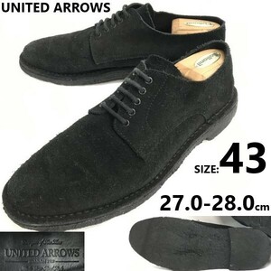 UNITED ARROWS★クレープソール/スエードレザー/プレーントゥ【27.0-28.0/black】ビジネスシューズ/Leather/dress/Shoes/boots◆pJ-119