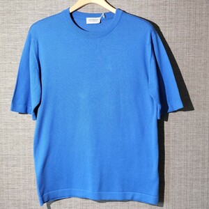 メンズ S ジョンスメドレー 最高級コットン 24ゲージ クルーネックTシャツ TINDALL ELECTRIC BLUE JOHN SMEDLEY イギリス製★同梱不可