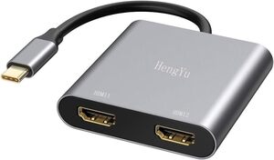 USB C HDMI 変換アダプタ 2-IN-1 USB C to HDMI ディスプレイポート HDMI 変換 Type-C デュアル HDMI 拡張 マルチディスプレイアダプタ