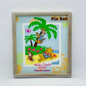 ★TDL★ バッジ・ピンズ 集合 ピンバッジセット Aloha Pooh「アロハ プーさん 2002」 東京ディズニーランド限定 Pin Setミニフレーム