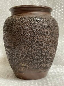 【 古備前 石目肌 壺 花瓶 】 高さ 約19.0cm ■ 茶道 茶道具 茶器 花器 花入れ つぼ ■ 駒A 松828